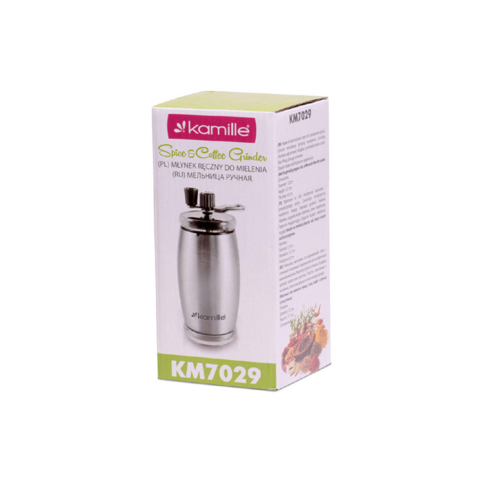 Кофемолка ручна Kamille - 160 мм нержавіюча (7029)