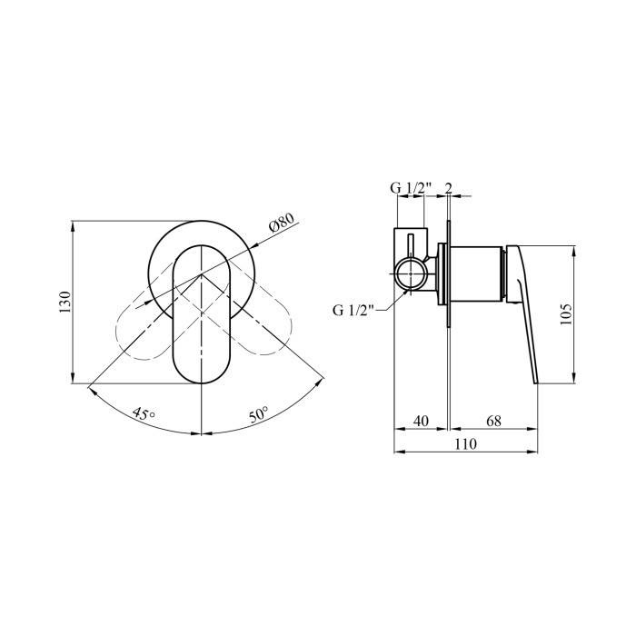 Змішувач прихованого монтажу для душу Kroner Element 211433-5301