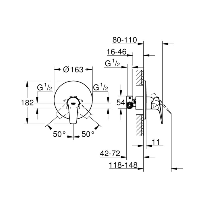 Змішувач прихованого монтажу для душу Grohe Start Flow 29116000