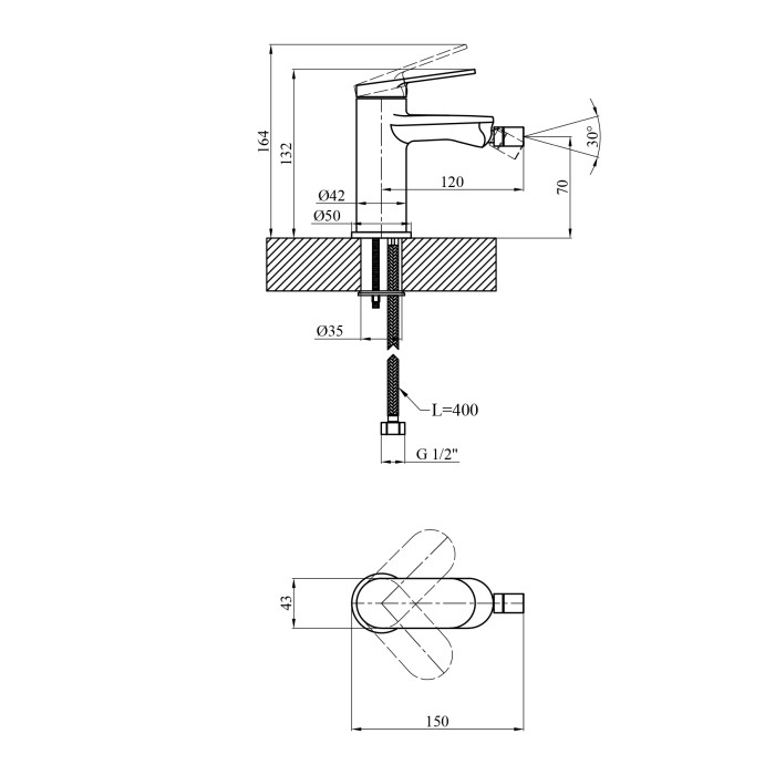 Змішувач для біде Kroner Element 211210-5301