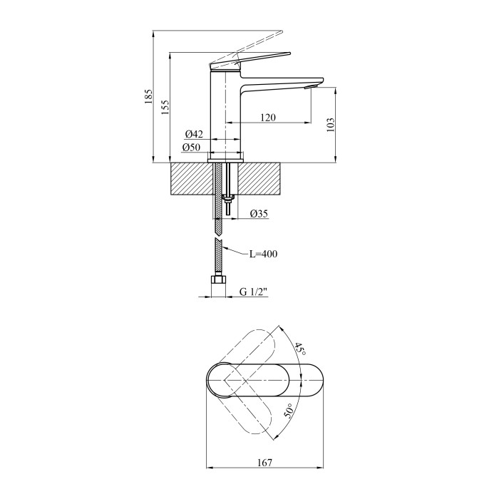 Змішувач для раковини Kroner Element 211110-0101
