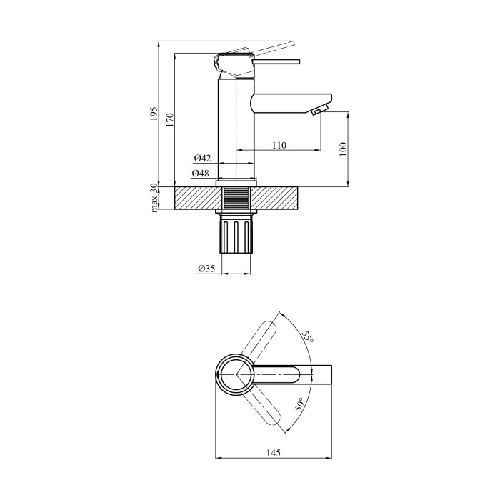 Змішувач для раковини Agua Elposo - INOX010CR