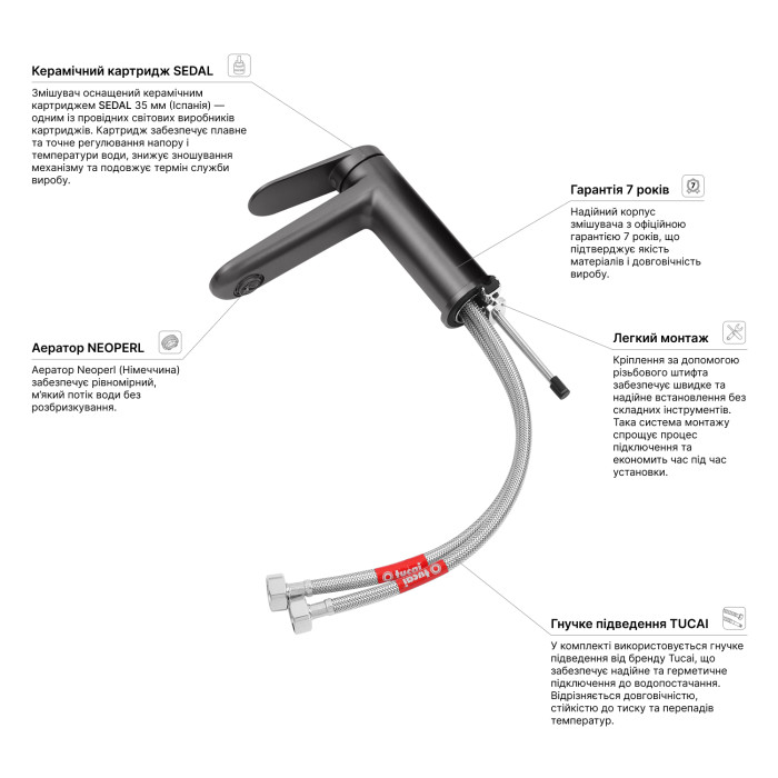 Змішувач для раковини Kroner Element 211110-5301