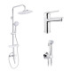 Набор 3 в 1 душова система Kroner Armada-C064K + змішувач Hagen-C010 + змішувач Bidet-C082